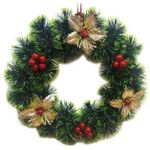 Decor de Crăciun și Anul Nou Promstore 37417 Венок новогодний D24cm зеленый, c цветами и шариками