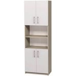 Dulap de birou Tisam Dulap semi-închis cu patru uși, 702x405x2119 mm, Fag Artizanal/Gri Deschis (7712)
