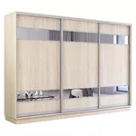 Dulap Mobildor-Lux Fox uși glisante din PAL cu elemente din oglindă (310x60x210H cm) Sonoma