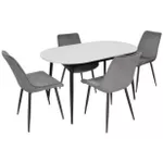 Комплект стол и стулья Evelin di Costacurta cтол DT-533R B + 4 стула YTC-055B Bluvel-14 (Dark grey)