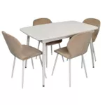Комплект стол и стулья Evelin di Costacurta стол DT-532R Wh + 4 стула YTC-064Wh UF910-01 (Light beige)