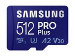 512GB MicroSD (Class 10) UHS-I (U3) +SD adapter, Samsung PRO Plus 
