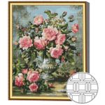 Tablou pe numere Art Gallery QB205136 Mozaic cu diamante patrate 40x50cm Trandafiri roz in vaza