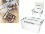 Container cu capac si prindere cu clame Grand box 15l, 39X29X18cm, gri