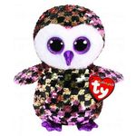 Jucărie de pluș TY TY36785 Flippables CHECKS pink black owl 24 cm
