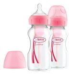 Cană cu pai Dr. Brown's 72239318232 Set 2 biberoane cu gat larg Anti-colic Options+ Roz, 270 ml