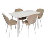Комплект стол и стулья Evelin di Costacurta стол COOPER White + 4 стула YTC-064Wh UF910-01 Light beige