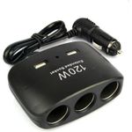 Разветвитель для прикуривателя Olesson NO.1511 черный Y15-187, тройник