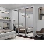 Dulap Nex Home Dulap cu uși glisante, 220x60x240cm, Oglinda, Alb