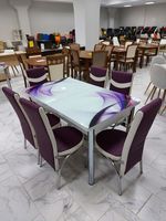 Комплект Келебек ɪɪ 179(0699)+ 6 стульев merchan фиолетовые с белым