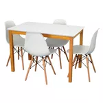 Комплект стол и стулья Evelin di Costacurta стол Gloria White Bella beech + 4 стула LC-021 White