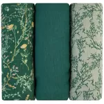 Accesoriu pentru înfășat Kikka Boo 31103010103 Pelinci de muselina Secret Garden Green, 75x75cm, 3buc