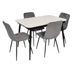 Комплект стол и стулья Evelin di Costacurta стол DT-531R B + 4 стула YTC-080B Blu-14 (Dark grey)
