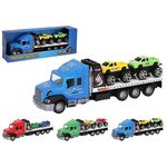 Mașină Promstore 54292 Camion Trailer cu 2 masini, 36cm, plastic (în asortiment)