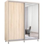 Dulap Mobildor-Lux Aron cu uși glisante din oglindă și PAL (200x60x240H cm) Sonoma