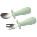 Seturi pentru hrănire bebelușilor BabyOno 1665/04 Lingura si furculita din otel inoxidabil Green