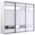 Dulap Mobildor-Lux Fox uși glisante din PAL cu elemente din oglindă (270x60x240H cm) Alb