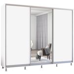 Dulap Mobildor-Lux Aron uși glisante din oglindă și PAL (270x60x240H cm) Alb Brilliant