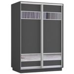 Шкаф Mobildor-Lux Fox uși glisante din PAL cu elemente din oglindă (160x60x220H cm) Anthracite