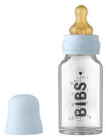 Cană cu pai BIBS 5013231 Biberon din sticla anticolici Baby Blue cu tetina din latex 0+ luni, 110 ml