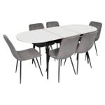 Комплект стол и стулья Evelin di Costacurta стол DT-533R B + 6 стульев YTC-080B Blu-14 (Dark grey)
