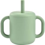 Cană cu pai Beaba B913573 Cana de antrenament cu pai din silicon Sage Green