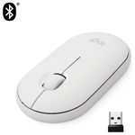 Wireless Mouse Logitech M350, Optical, 1000 dpi, 3 buttons, Ambidextrous, Slim, 2,4 /BT, 1xAA, White