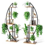 Подставка для цветов Mobildor-Lux Suport pentru plante Semilună cu iluminare, MDF/metal (negru/nuc)