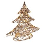 Figurină cu lumină Promstore 49090 Figurina luminoasa Brad, 20LED, 30cm, 2xAA, aurie, timer, alb-cald