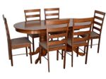 Комплект стол и стулья Evelin di Costacurta стол HV-31N Burnish Oak + 6 стульев GLORIA Burnish oak/Ekea12 Dark Brown