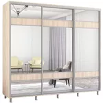 Шкаф Mobildor-Lux Aron uși glisante din PAL cu oglindă zebra (250x60x200H cm) Sonoma