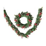 Decor de Crăciun și Anul Nou Promstore 35337 Ветка-венок с ягодами и шишками 50cm, PE