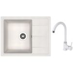 Chiuvetă bucătărie cu bateria Dr.Gans Nika 580 + SanDonna F 7073 alb