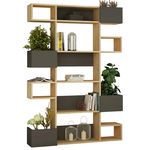 Raft de birou Trendy Niho, Stejar, Antracit 120x171x20cm, raft de carti