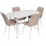 Комплект стол и стулья Evelin di Costacurta стол DT-533R Wh + 4 стула YTC-055Wh UF885-03 (Light beige)