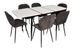 Комплект стол и стулья Evelin di Costacurta стол DT-532R B + 6 стульев YTC-064B UF885-15 (Dark grey)