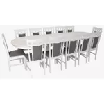 Комплект стол и стулья Evelin di Costacurta стол HV-33V White + 12 стульев Deppa R White/NV-10WP Grey