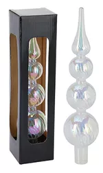 Новогодний декор Promstore 12828 Varf de brad din sticla 28cm Margele, nuanta perlata