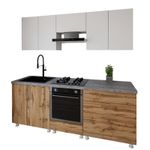 Mobilă pentru bucatarie Smartex (30142) K4 220сm Alb+Stejar inchis