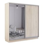 Dulap Mobildor-Lux Fox uși glisante din oglindă și PAL (210x60x210H cm) Sonoma