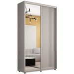 Шкаф Mobildor-Lux Compact uși glisante Oglindă + PAL cu ornament linii (130x45x220H cm) Grey