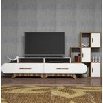 Comodă TV Trendy Flora S, Nuc, Alb 205x50x36cm