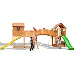 Детская площадка Fungoo Maxi Set SIZED PLAZA (My_Side Fortress Toybox Rainbow) teak painted