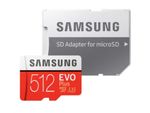 512GB MicroSD (Class 10) UHS-I (U3) +SD adapter, Samsung PRO Plus 