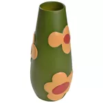 Decor Deco Vaza din ceramica cu flori, verde (25.5x10x6cm)