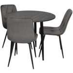 Комплект стол и стулья Evelin di Costacurta cтол DT-404-6B + 3 стула YTC-080B Bluvel-14 (Dark grey)