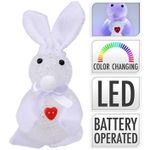 Decor Promstore 18417 Сувенир LED Кролик с сердцем 15cm, белый, меняющий цвет