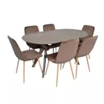 Комплект стол и стулья Evelin di Costacurta стол Raffles Oval Antique Grey + 6 стульев YTC-080Wo Bluvel-38