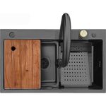 Chiuvetă bucătărie Fabiano 75x46 1.0 FB BLACK Set(7in1)