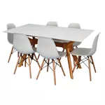 Комплект стол и стулья Evelin di Costacurta стол Raffles Rectangular White Bella beech + 6 стульев LC-021 White